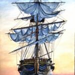 Segelschiff bei Sonnenuntergang